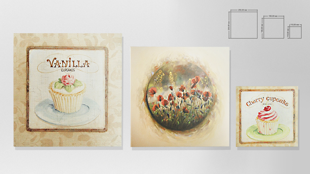 Набор декоративных картинок 110x110x10мм